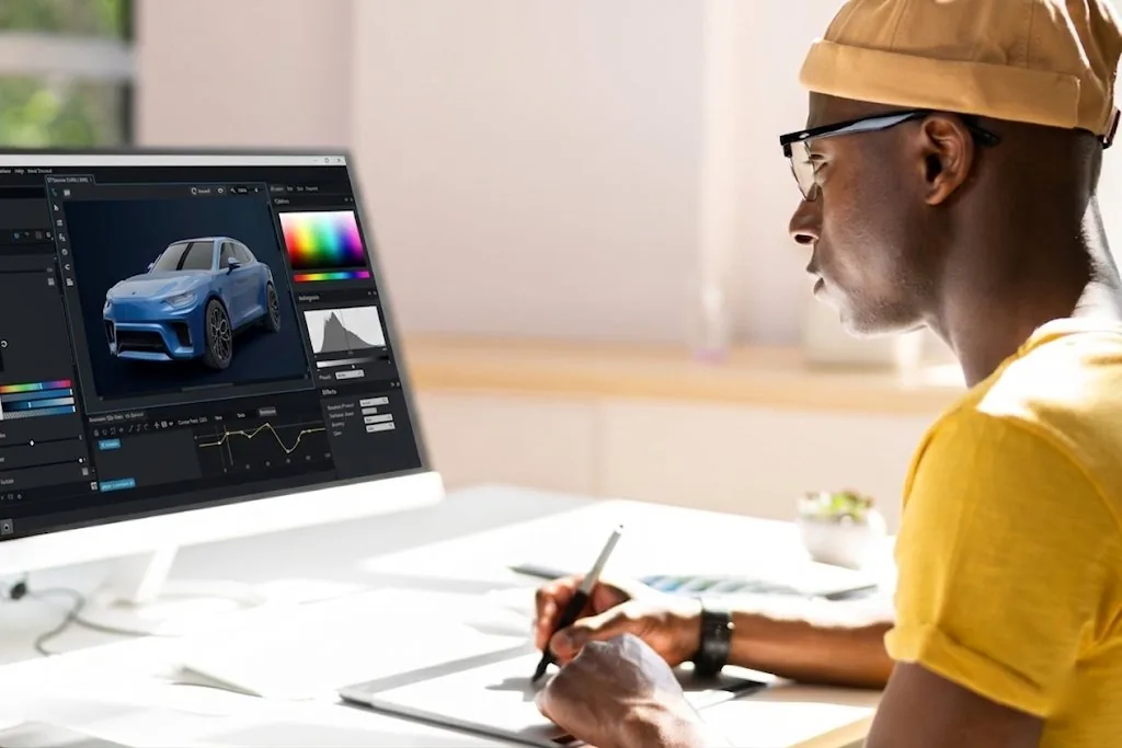 Designer working on HMI interface